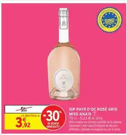 Intermarché IGP PAYS D'OC ROSÉ GRIS MISS ANAIS offre