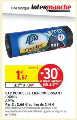 Intermarché SAC POUBELLE LIEN COULISSANT 10X50L offre
