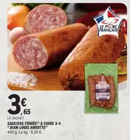 E.Leclerc Saucisse Fumée à Cuire x 4 'Jean-Louis Amiotte' offre