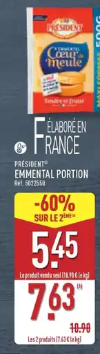 ALDI PRÉSIDENT EMMENTAL PORTION offre