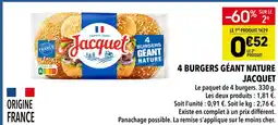 Supeco Jacquet 4 burgers géant nature offre