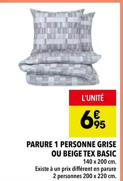 Supeco Parure 1 personne grise ou beige Tex Basic offre
