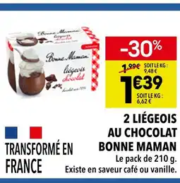 Supeco Bonne Maman 2 liégeois au chocolat offre