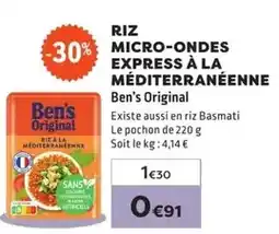 E.Leclerc Ben's original - riz micro-ondes express à la méditerranéenne offre