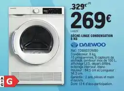 E.Leclerc Daewoo - sèche-linge condensation 8 kg offre
