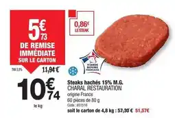 Promocash Charal - steaks hachés 15% m.g offre
