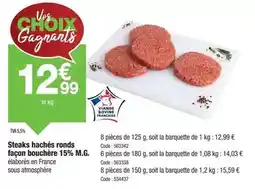 Promocash Steaks hachés ronds façon bouchère 15% m.g offre