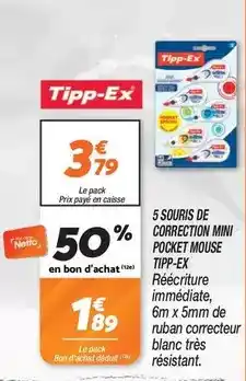 Netto Tipp-ex - 5 souris de correction mini pocket mouse offre