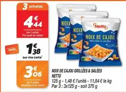 Netto Netto - noix de cajou grillées & salees offre