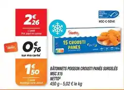 Netto Netto - batonnets poisson crousti panes surgeles msc x15 offre