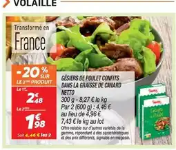 Netto Canard - gésiers de poulet confits dans la graisse de offre