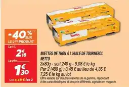Netto Netto - miettes de thon à l'huile de tournesol offre