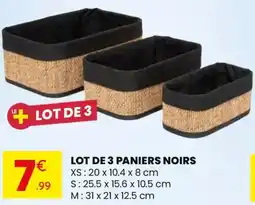 Stokomani Lot de 3 paniers noirs offre