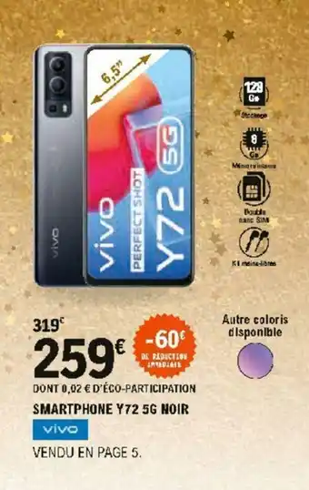 E.Leclerc Smartphone Y72 5G noir offre