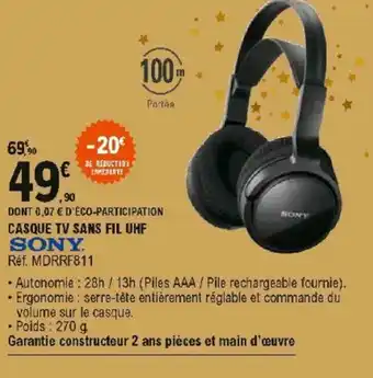 E.Leclerc Casque TV sans ful UHF offre