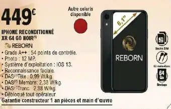 E.Leclerc Iphone reconditionné XR 64 go noir offre