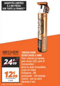 Netto Tondeuse barse becker shaves & trims offre