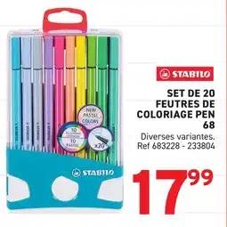 Trafic STABILO Set de 20 feutres de coloriage pen 68 offre