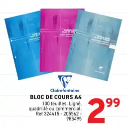 Trafic Bloc de cours a4 Clairefontaine offre