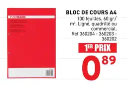 Trafic Bloc de cours a4 offre