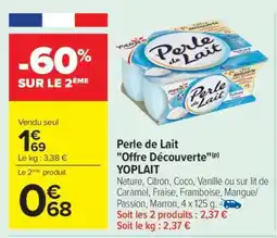 Carrefour Perle de lait Offre Découverte YOPLAIT offre