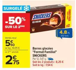 Carrefour Barres glacées Format Familial SNICKERS offre