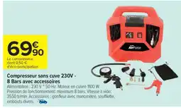 Carrefour Compresseur sans cuve 230V - 8 Bars avec accessoires offre