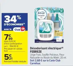 Carrefour Désodorisant électrique FEBREZE offre