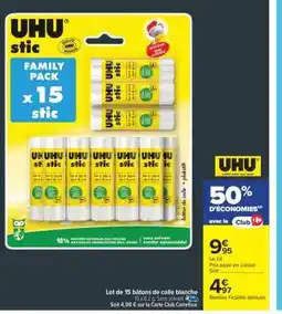 Carrefour UHU stic Family Pack x 15 offre