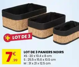Stokomani Xs - lot de 3 paniers noirs offre
