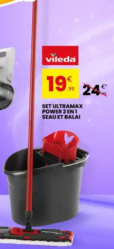 Stokomani VILEDA Set ultramax power 2 en 1 seau et balai offre