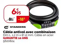 Weldom STANDERS Câble antivol avec combinaison offre