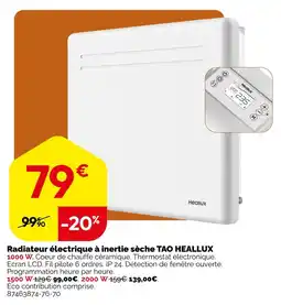 Weldom HEALLUX Radiateur électrique à inertie sèche tao offre