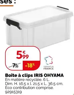 Weldom IRIS OHYAMA Boîte à clips offre