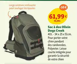 Maxi Zoo DOGS CREEK Sac à dos Olivin offre