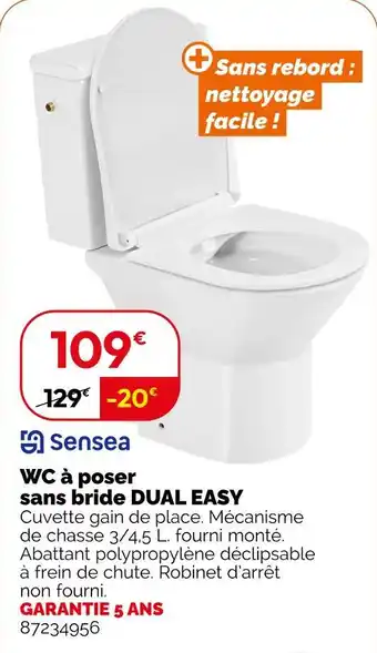Weldom SENSEA Wc à poser sans bride dual easy offre