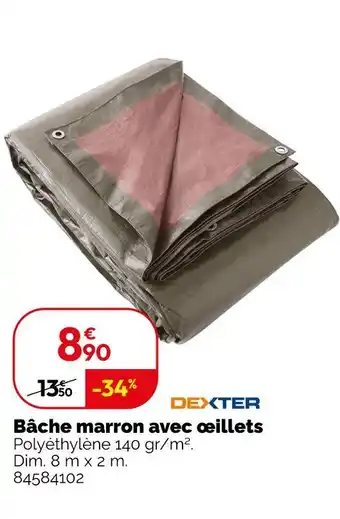 Weldom DEXTER Bâche marron avec œillets offre