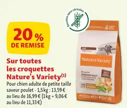 Maxi Zoo NATURE'S VARIETY 20% de remise sur toutes les croquettes Nature's Variety offre