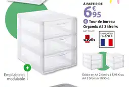 Mr Bricolage Sundis Tour de bureau Orgamix A5 3 tiroirs offre