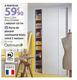 Mr Bricolage Optimum Porte de placard coulissante blanc veiné 2 vantaux offre