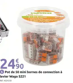 Mr Bricolage Wago Pot de 50 mini bornes de connection à levier Wago S221 offre