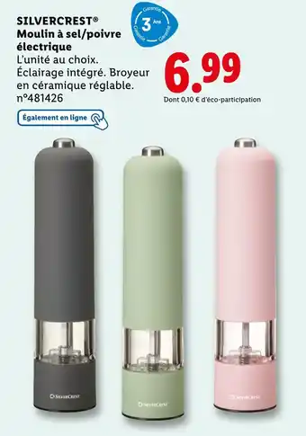 Lidl SILVERCREST Moulin à sel/poivre électrique offre