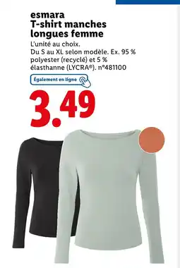 Lidl ESMARA T-shirt manches longues femme offre