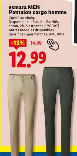 Lidl ESMARA MEN Pantalon cargo homme offre