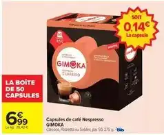 Carrefour City Gimoka - capsules de café nespresso offre