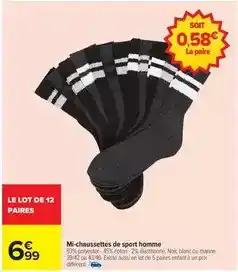Carrefour City Mi-chaussettes de sport homme offre