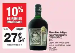 Promocash Diplomatico - rhum ron antiguo réserva exclusiva offre