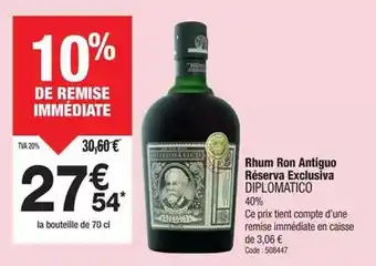 Promocash Diplomatico - rhum ron antiguo réserva exclusiva offre