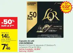 Carrefour Capsules de café l'or espresso offre