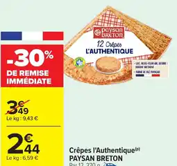 Carrefour Crêpes l'authentique paysan breton offre
